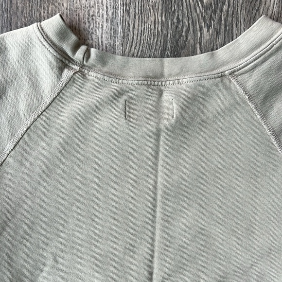 Mate the Label Sweater Green Gray Organic Fleece Raglan Sweatshirt Size Small - Picture 11 of 11